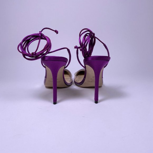 JIMMY CHOO Purple Satin 'Farley 95' PVC Trim - Picture 7 of 11